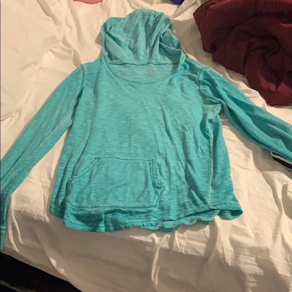 long sleeved shirt with hood on the back